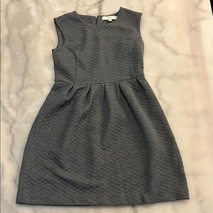 LOFT Gray Pleated A-line Mini Dress
